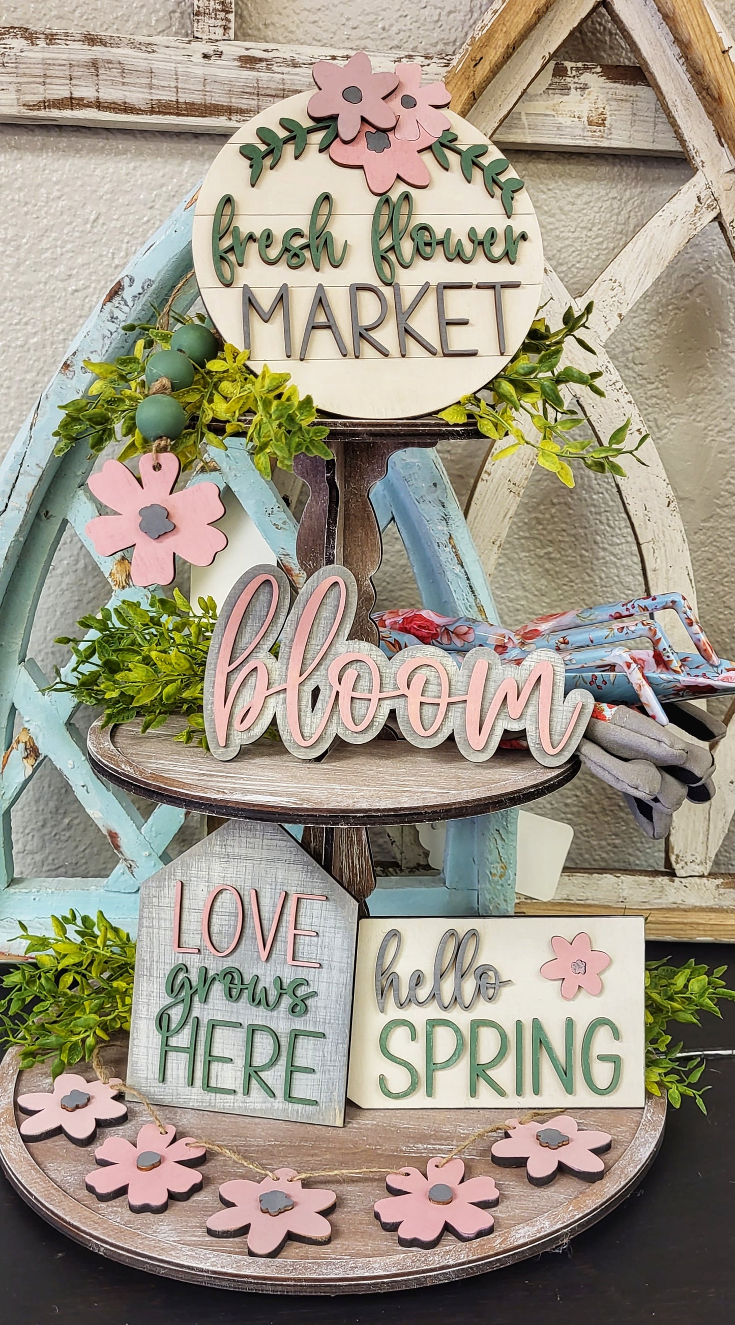 3D Tiered Tray Decor - Fresh Flower market