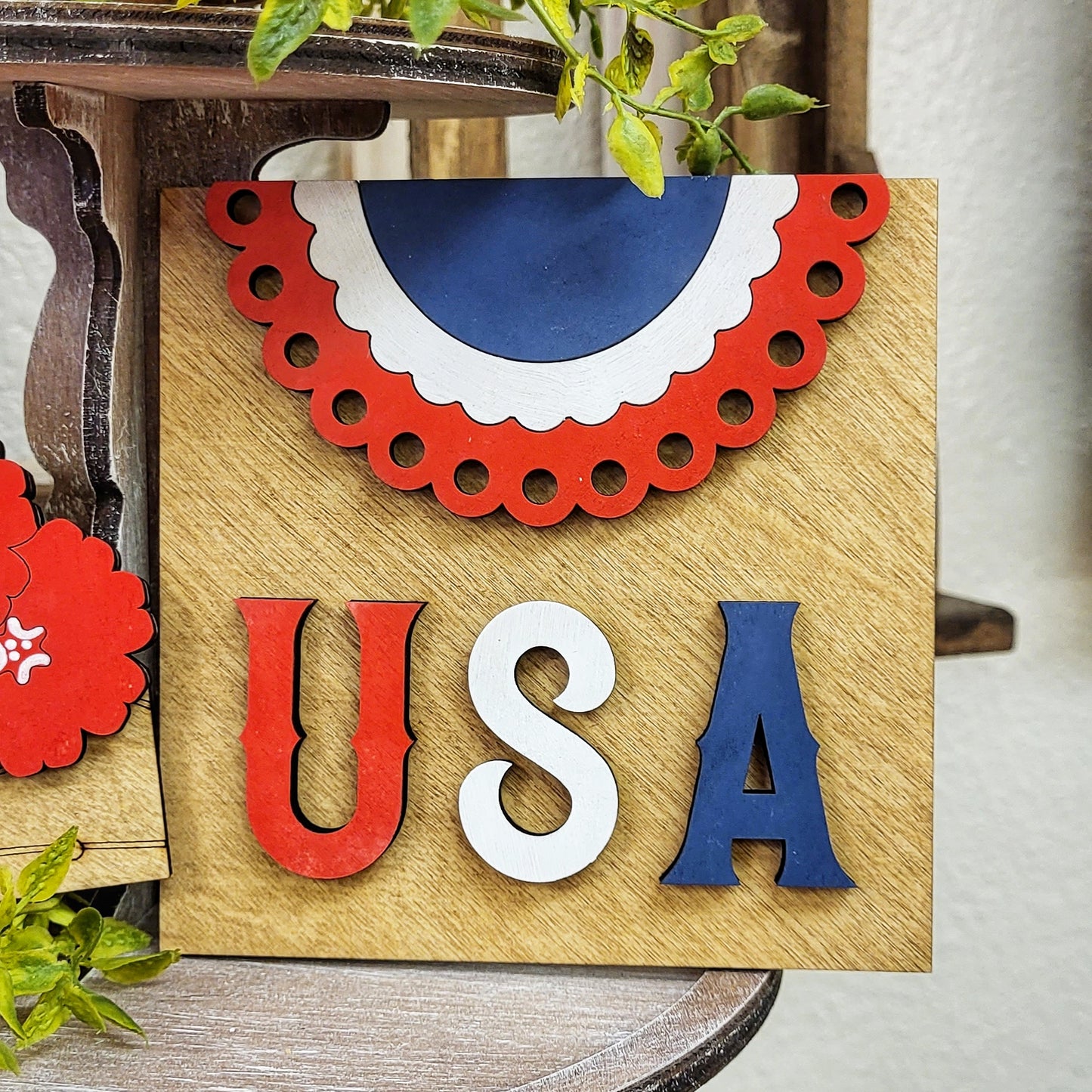 3D Tiered Tray Decor - Patriotic Bike Tray
