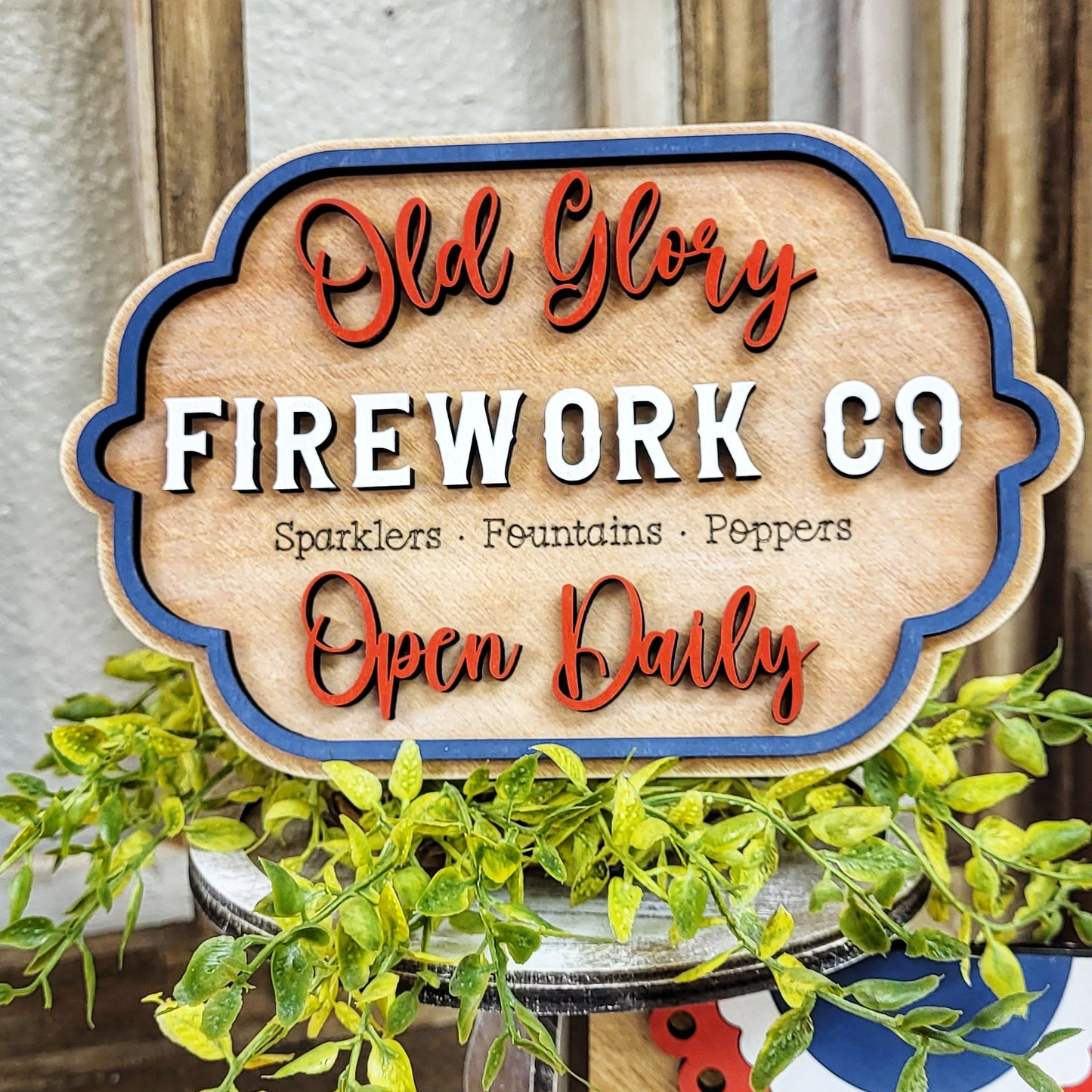 3D Tiered Tray Decor - Patriotic Bike Tray