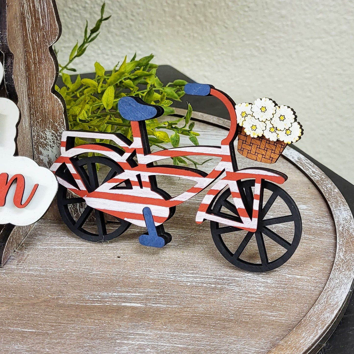 3D Tiered Tray Decor - Patriotic Bike Tray