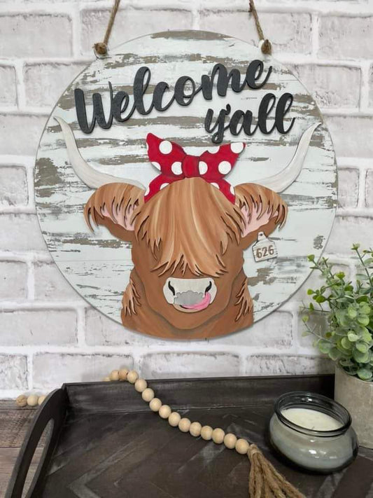 3D Door hanger - Highland Cow