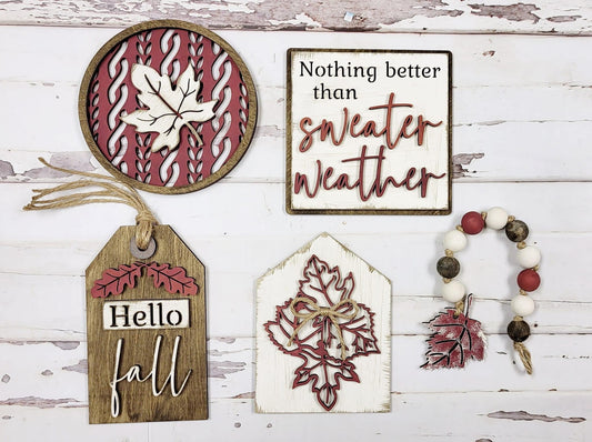 3D Tiered Tray Decor - Sweater Weather and Leaves