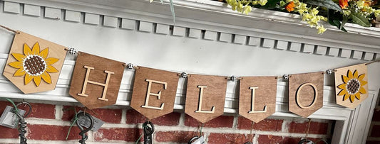 3D Banner - Hello with Sunflower