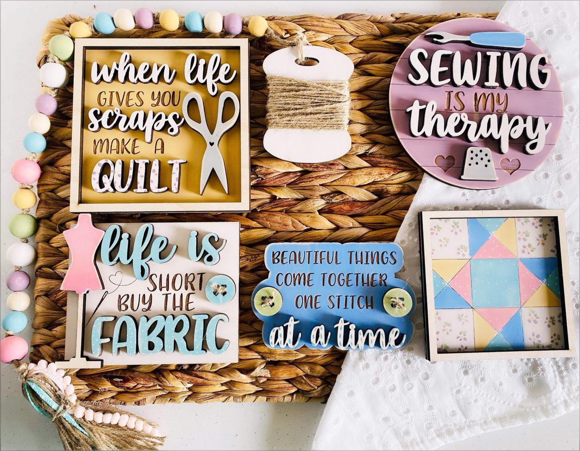 3D Tiered Tray Decor - Sewing