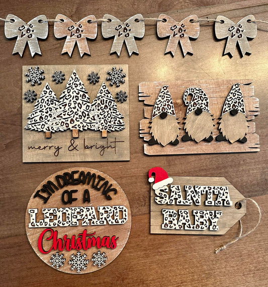 3D Tiered Tray Decor - Leopard Christmas