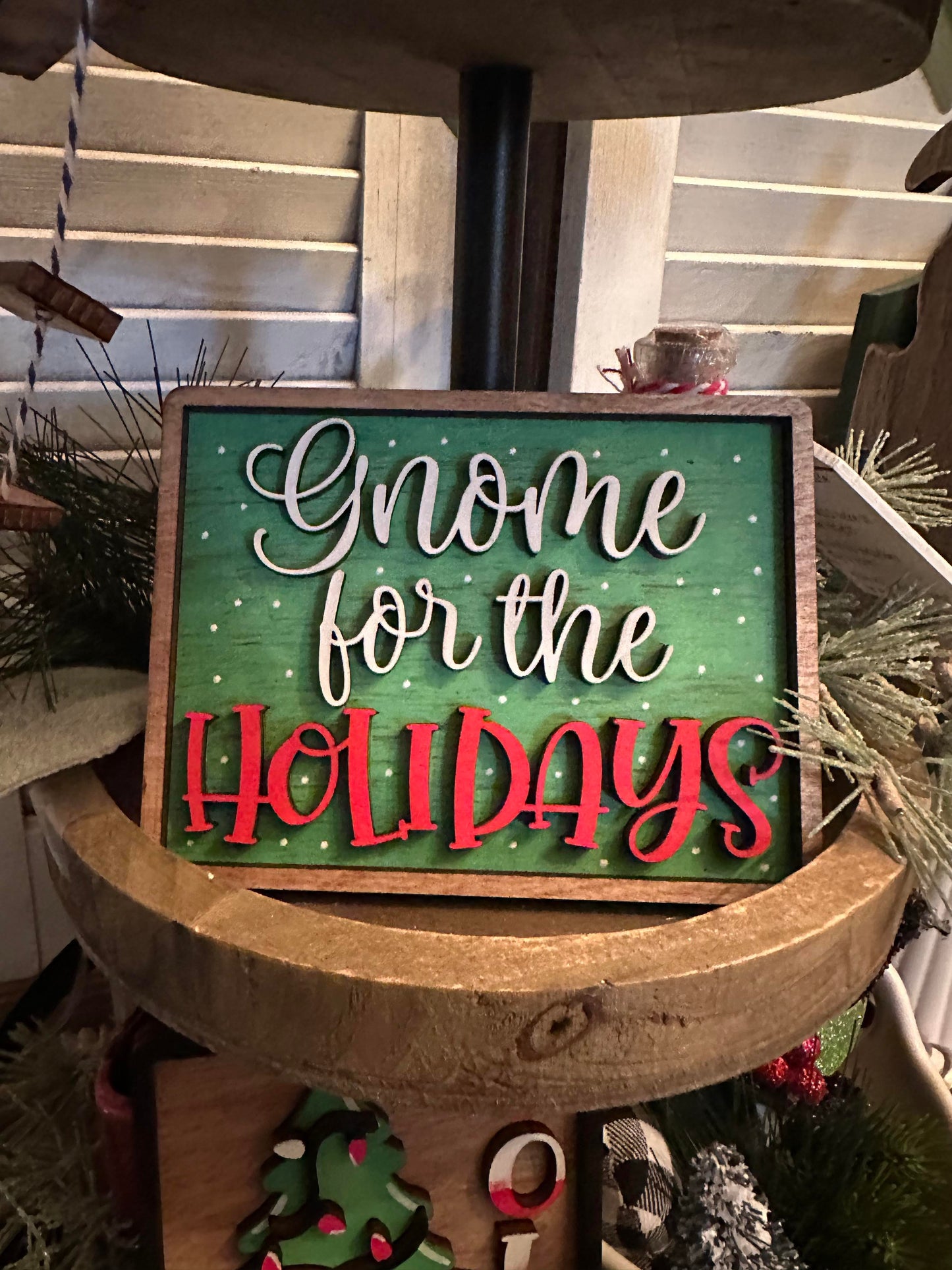 3D Tiered Tray Decor - Gnome for the Holidays