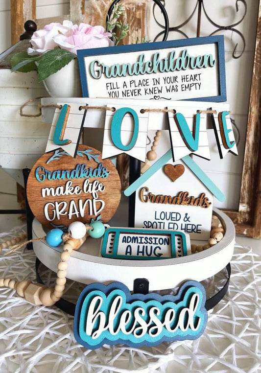 3D Tiered Tray Decor - Grandkids