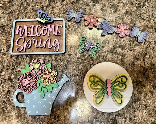 3D Tiered Tray Decor - Spring with butterflies and flowers