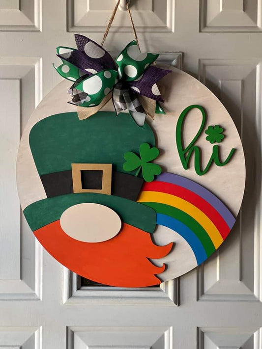 3D Door hanger - Hi Leprechaun with rainbow