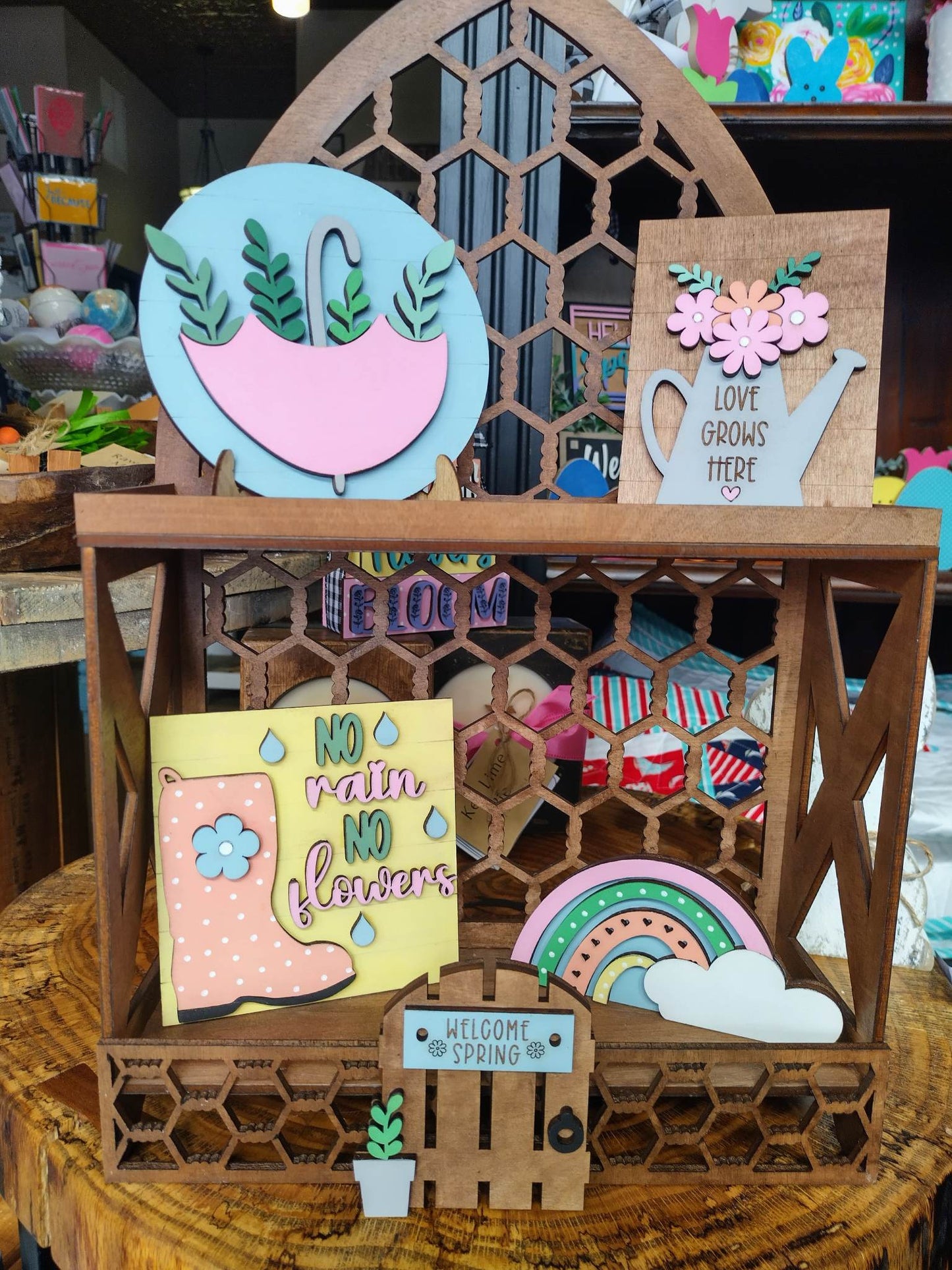 3D Tiered Tray Decor - Spring - No Rain No flowers