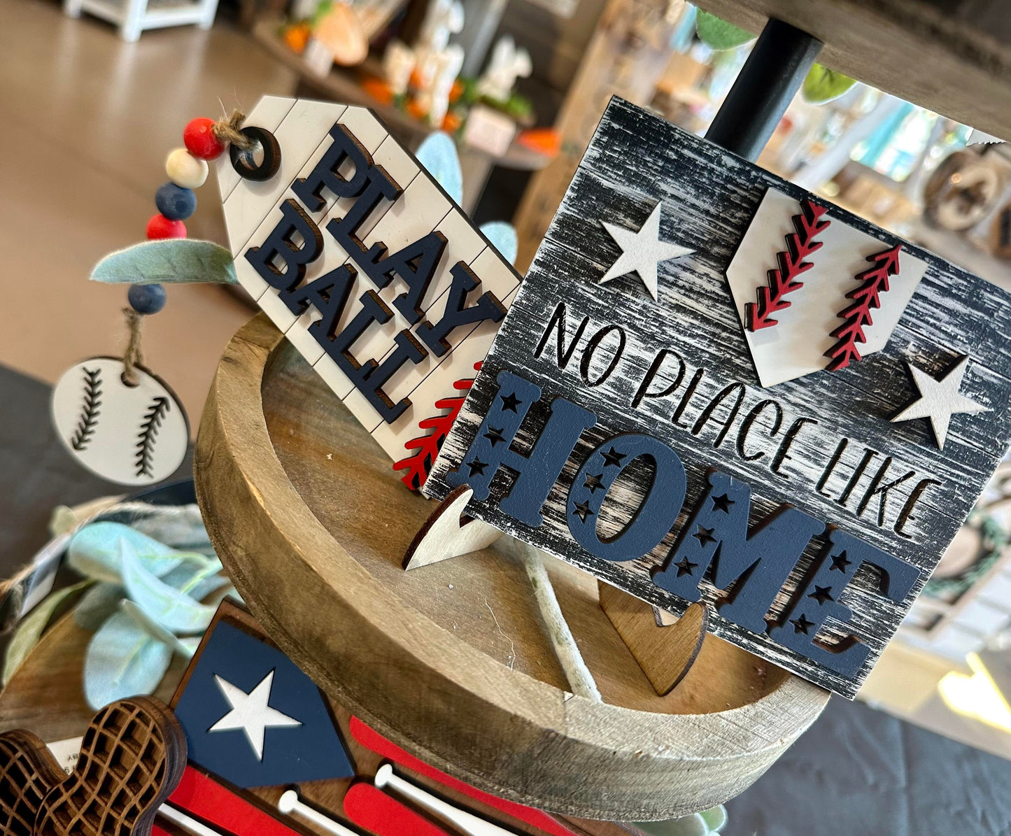 3D Tiered Tray Decor - Baseball - No Place like home
