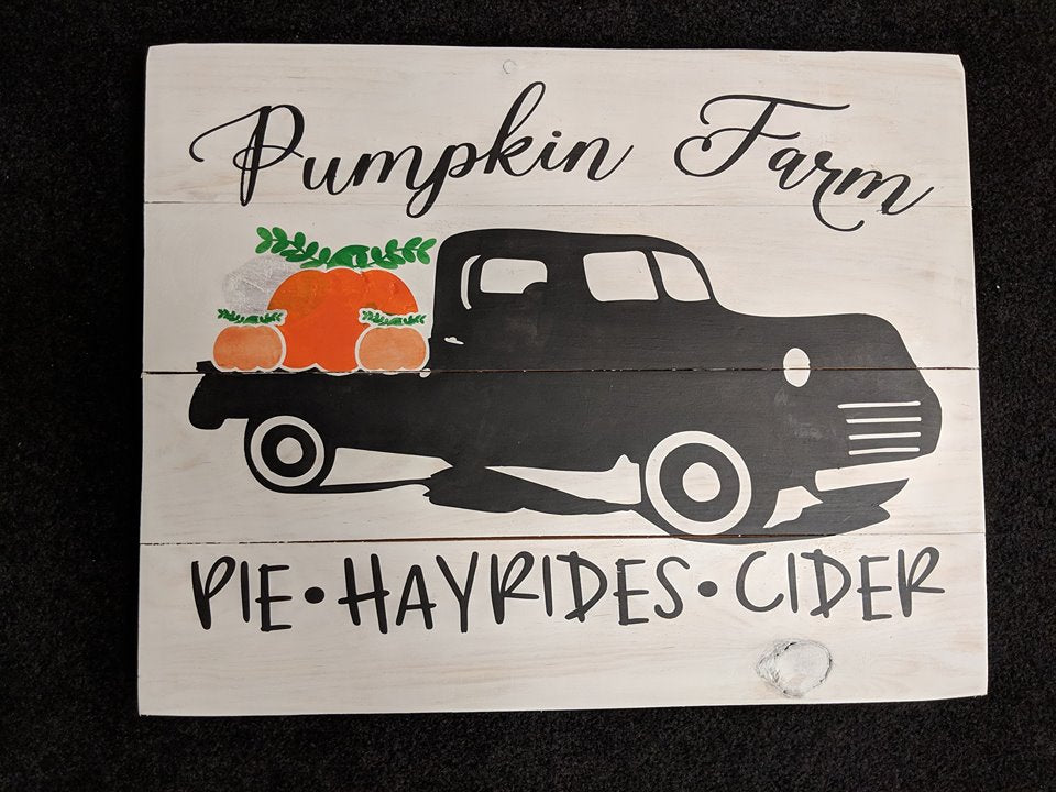 pumpkin farm with truck