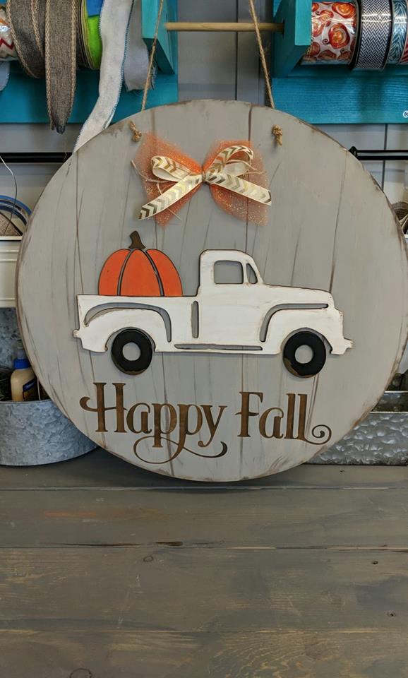 Door hanger Reversible truck - Fall and Christmas