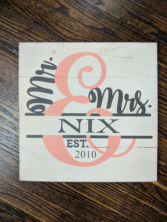 Mr and Mrs with last name and est date