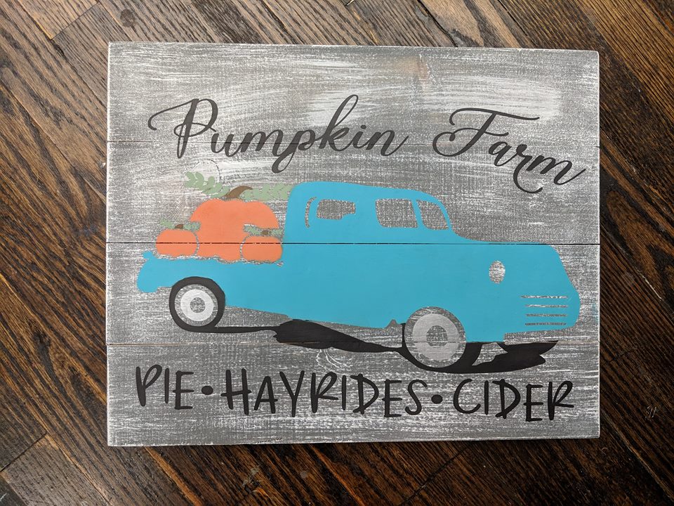 pumpkin farm with truck