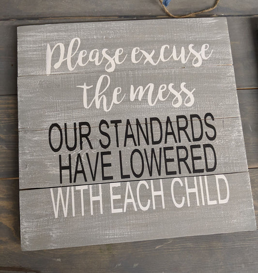 please excuse the mess our standards have lowered with each child