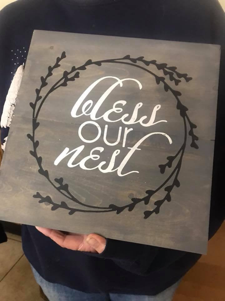 Bless our nest wreath design