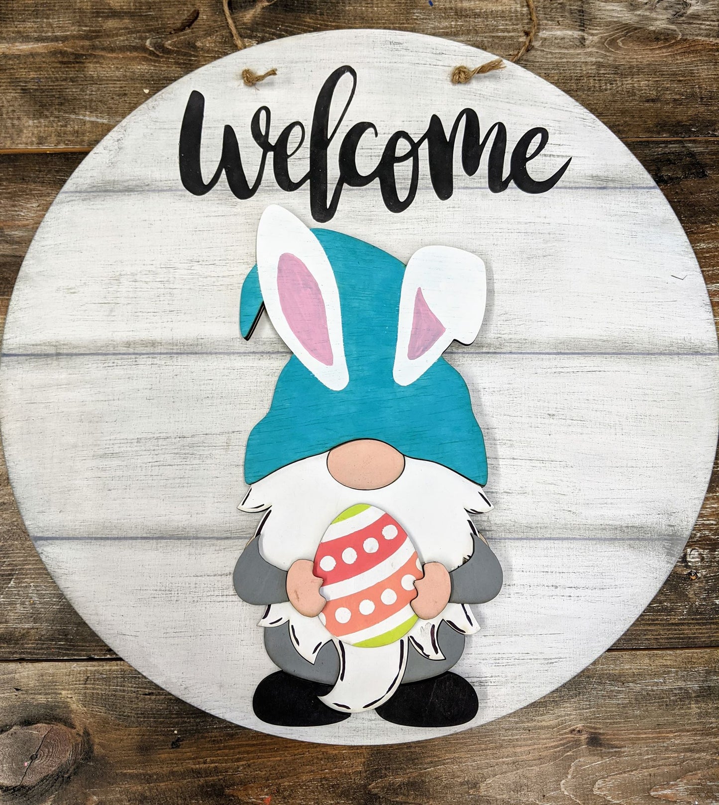 3D Door Round- Easter Bunny Gnome Welcome