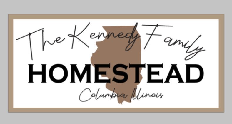 Homestead with family name, City and State