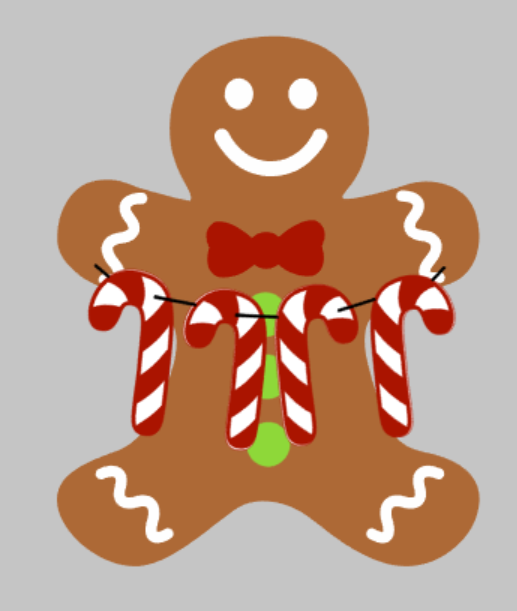 3D Door hanger Gingerbread Man with candy canes