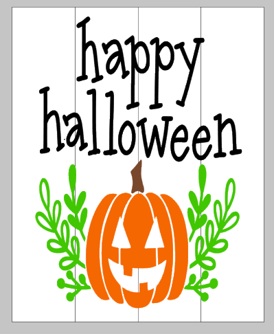 Happy Halloween with leafy pumpkin