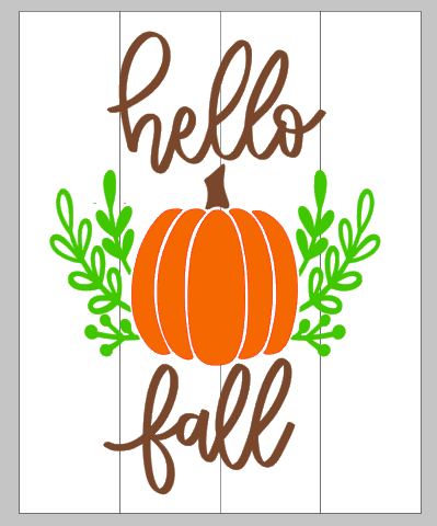 Hello fall with leafy pumpkin