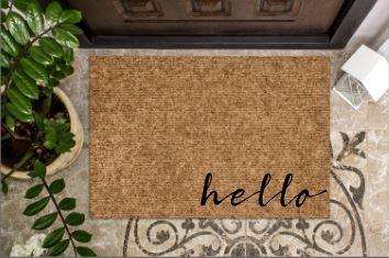Hello cursive in the corner