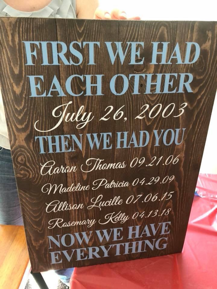 First we had each other-Date and children's names and birth dates