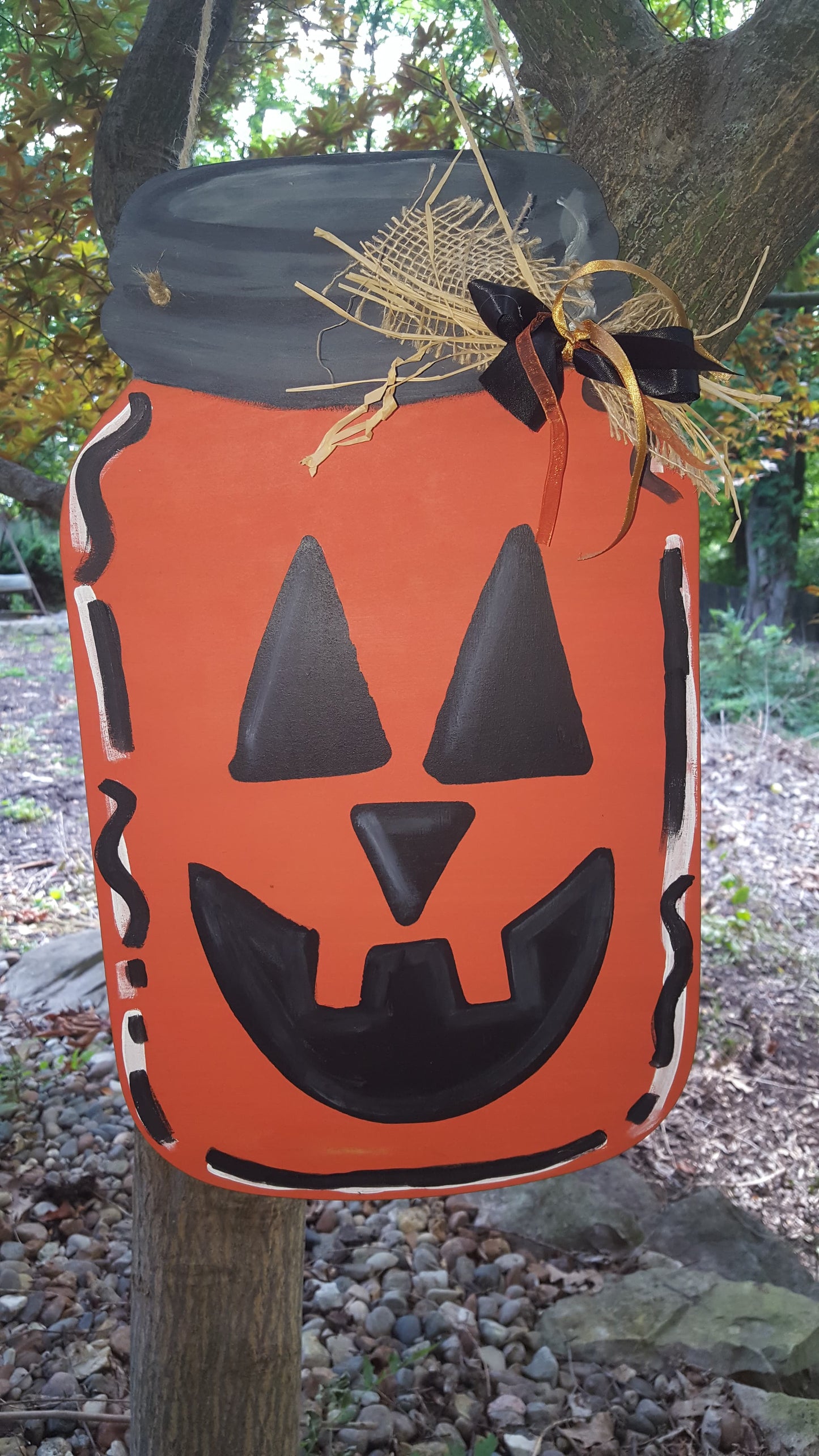 Door hanger Mason Jar Pumpkin